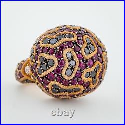Alex Soldier Fine Lace Ring, 18K Rose Gold, Diamonds and Rubies, Limited Edition