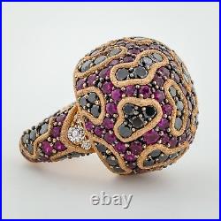 Alex Soldier Fine Lace Ring, 18K Rose Gold, Diamonds and Rubies, Limited Edition