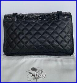 Auth Chanel Classic Flap CC # 5 Studs Embossed Calfskin Shoulder Crossbody Bag