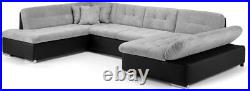 Bergen Corner -Sofa bed Storage- Faux Leather/Fabric Black/Grey / All Grey