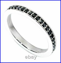 Black Diamond Wedding Ring Band 0.25 Carats Womens 14K White Gold Modern