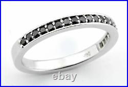 Black Diamond Wedding Ring Band 0.25 Carats Womens 14K White Gold Modern