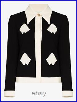 Casablanca Diamond Applique Jacket Black Ivory Size 38