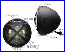 Custom LED Headlight with X Rally Lens Grill for Royal Enfield Interceptor 650
