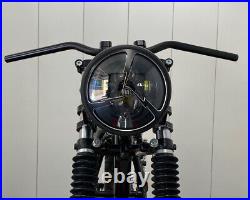 Custom Street Bike Motorcycle LED Headlight 7.7 inch with Lightning Bolt Grill