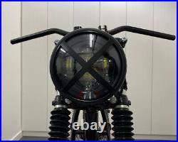 Custom Street Bike Motorcycle LED Headlight 7.7 inch with X Rally Lens Grill