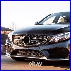 For Mercedes C Class W205 2015-2018 Front Bumper Grille Black AMG Diamond Style