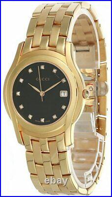 GUCCI Black Dial Gold-tone SS Bracelet Men's Watch 5400M