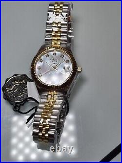 GV2 By Gevril Women's 12404 Naples Diamand White MOP Dial Two Tone Watch