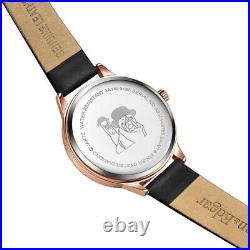 Ladies Diamond Watch Quartz Black Oyster Leather Strap Watch Swan & Edgar