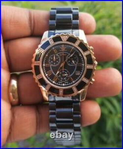 LeVian Ceramic Blackberry Diamond Black Stainless Steel Unisex Watch ZAG261