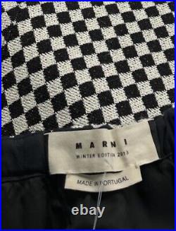 Marni Winter Edition 2013 Black/White Knit Diamond Print Beaded Trim Skirt sz 36