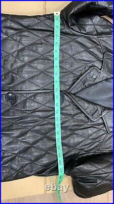 Men's Diamond Quilted Leather Jacket Black Casual Classic Leather Coat P-456