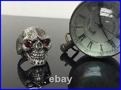 Men's Sandman Silver Skull Ring With Black Diamonds And Garnets Limited Edition