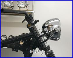 Motorbike Headlight 12V 55W CHROME Steel 8 Inch Retro Classic Old School Look