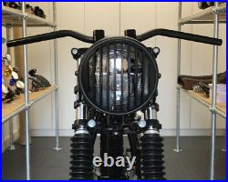 Motorbike Headlight LED 7.7 inch with Prison Grill for Vintage Scrambler