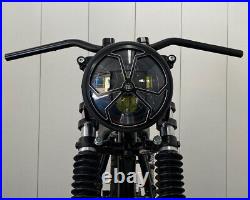 Motorcycle Headlight LED 7.7 Spider's Web Grill Retro Cafe Racer & Scrambler