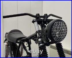 Motorcycle Headlight LED 7.7 with Honeycomb Grill Cafe Racer & Scrambler