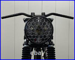 Motorcycle Headlight LED 7.7 with Honeycomb Grill Cafe Racer & Scrambler