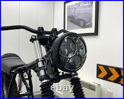 Motorcycle Headlight LED 7.7 with Tri-Deco Grill Retro Cafe Racer & Scrambler