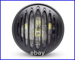 Motorcycle Headlight LED 7.7 with Vertical Grill Retro Cafe Racer & Scrambler
