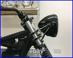 Retro Motorbike Headlight 7.5 55W with Slim Halo Ring Black Homologated