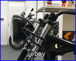 Retro Motorbike Headlight 7.5 55W with Slim Halo Ring Black Homologated