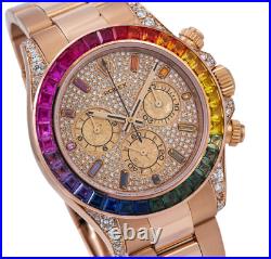 Rolex Daytona Rose Gold Rainbow Edition 116505 Pave Diamond Dial Diamond Case