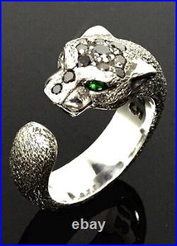 Sandaman Edition Panther 14K White Gold Ring With Black Diamond by Sacred Angels