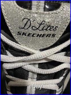 Skechers D'lites Diamond Anniversary Edition Revamp Black Silver Glitter 9.5