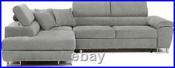 Sofa Anton- L Shape Corner Sofa Bed +Storage -Leather/Fabric Black, White/Grey