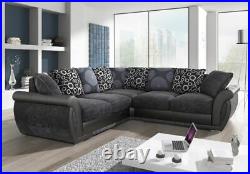 Sofa New Shannon 3+2, Large Corner, Armchair, Swivel & Footstool Black /Grey