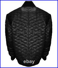 Zayn Men's Diamond Quilted Biker Puffer Bomber Genuine Sheepskin Leather Jacket